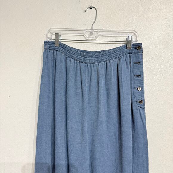 by Anthropologie Blue Denim Side Button High Waist Harem Pant  Sz S - Picture 2 of 10